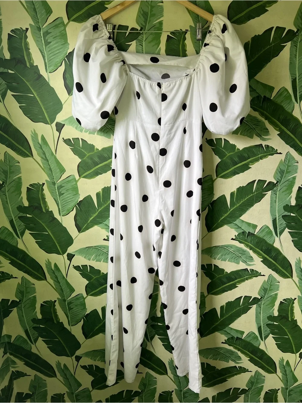 Nasty Gal White Black Polka Dot Puff Sleeve Jumpsuit Womens 2 - Picture 4 of 7
